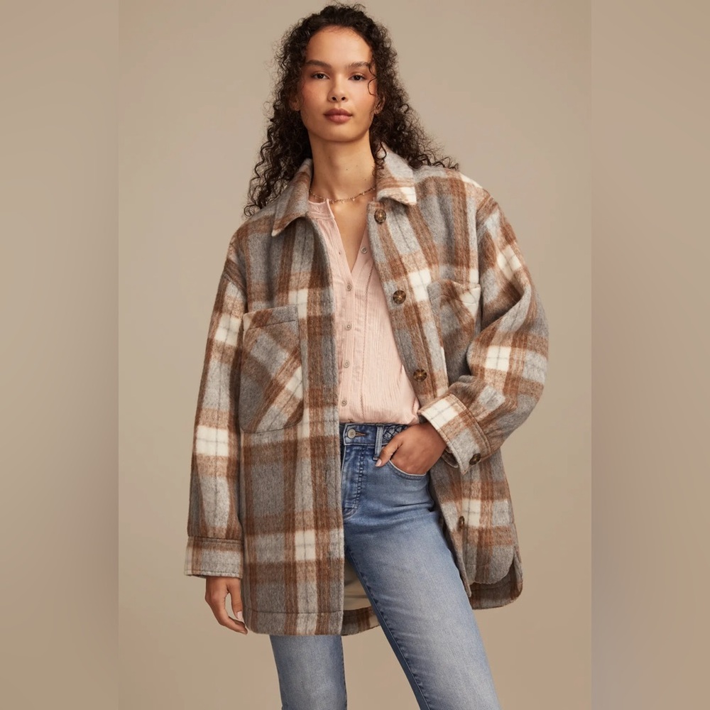 Lucky Brand Oversized Plaid Shirt Jacket NWT